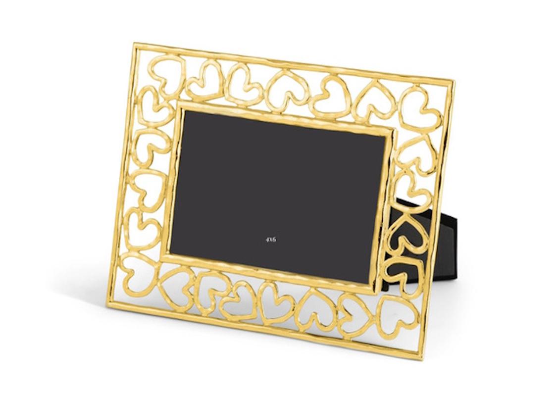 Marco de fotos Corazón de metal dorado, Modelo Pequeño. Moderno en venta
