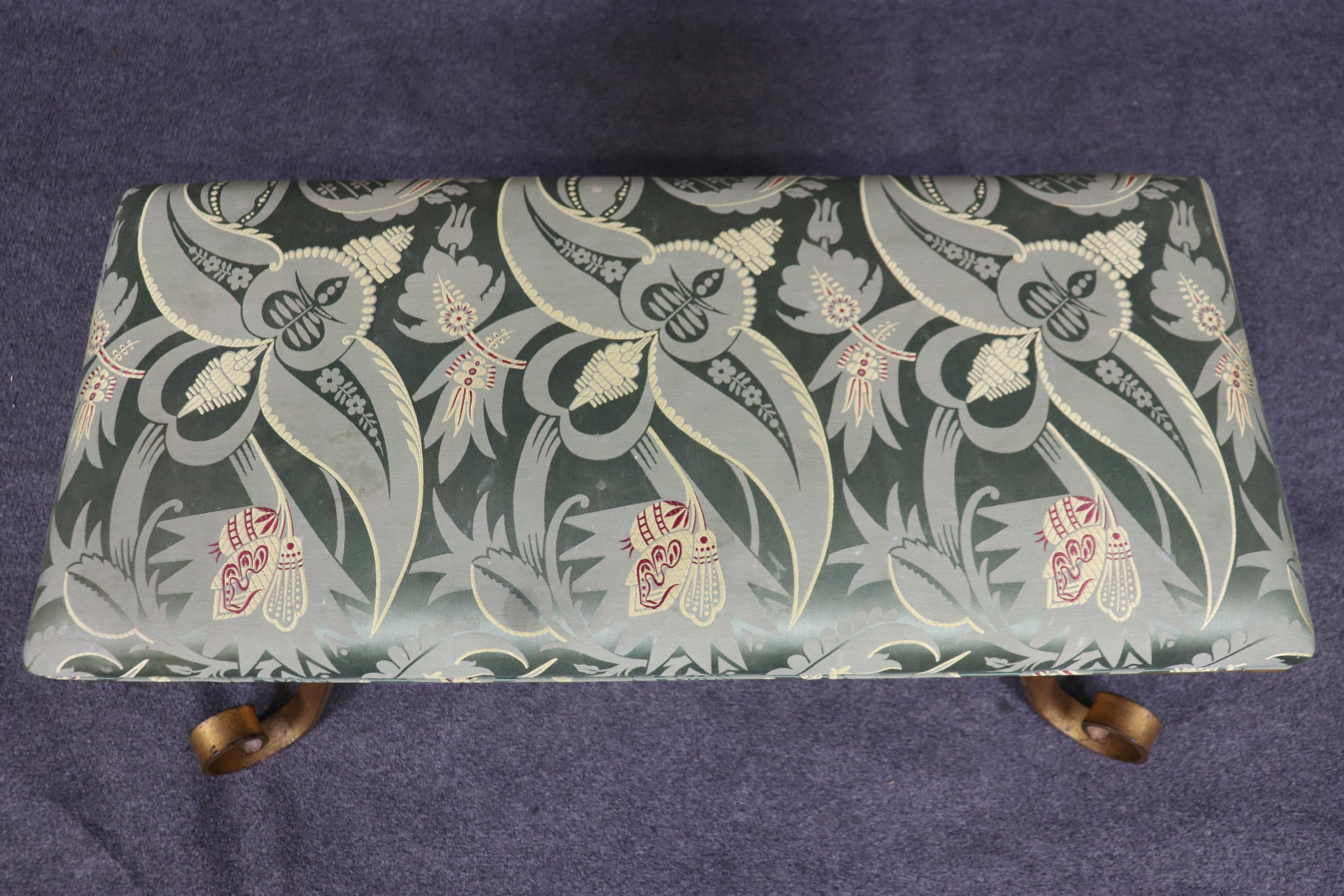 Fer forgé Tabouret de banc de style Régence italienne en fer forgé avec métal doré, vers 1950 en vente