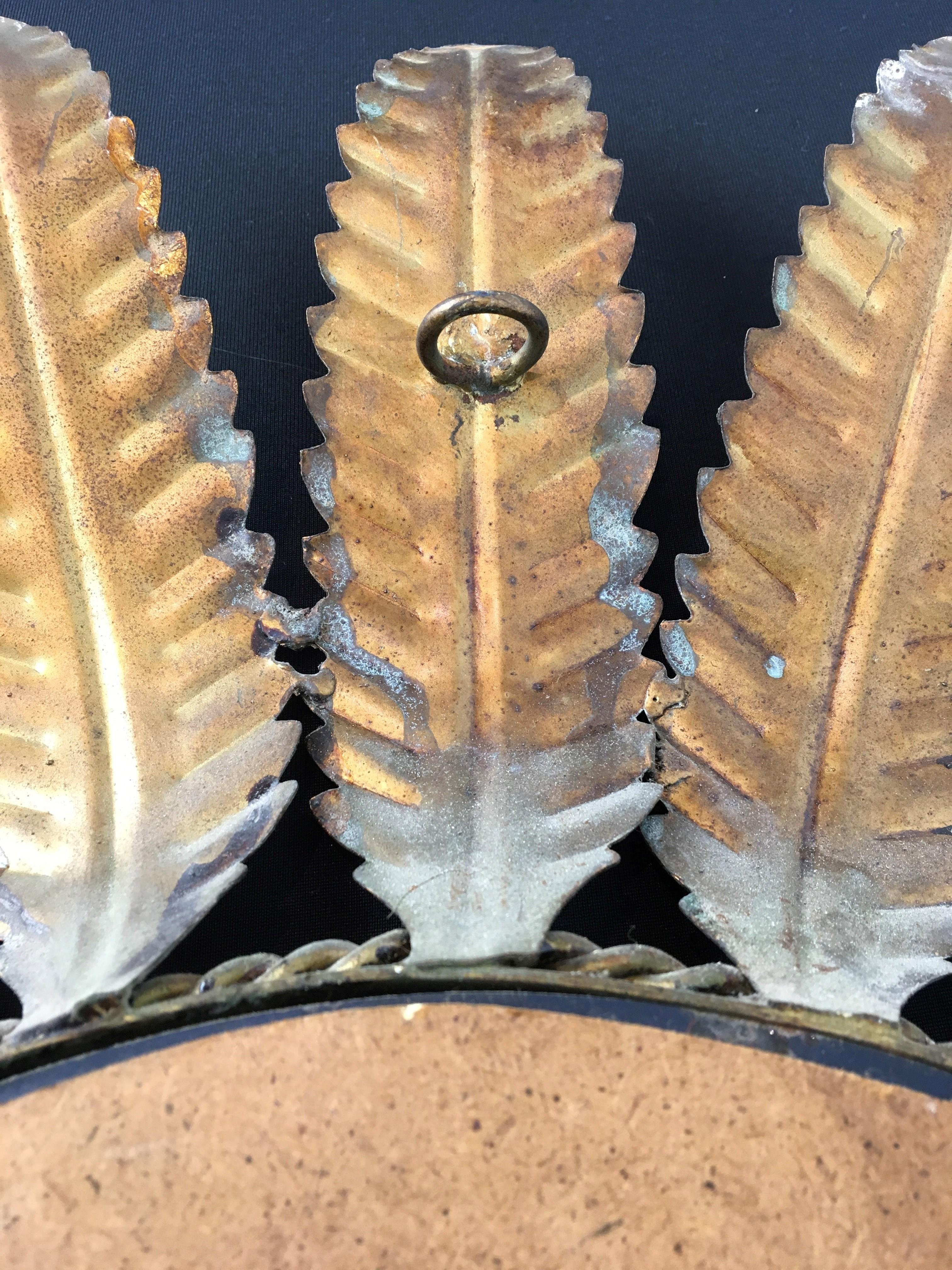 Gilded Metal Oval Mirror with Leaves, Spain 9