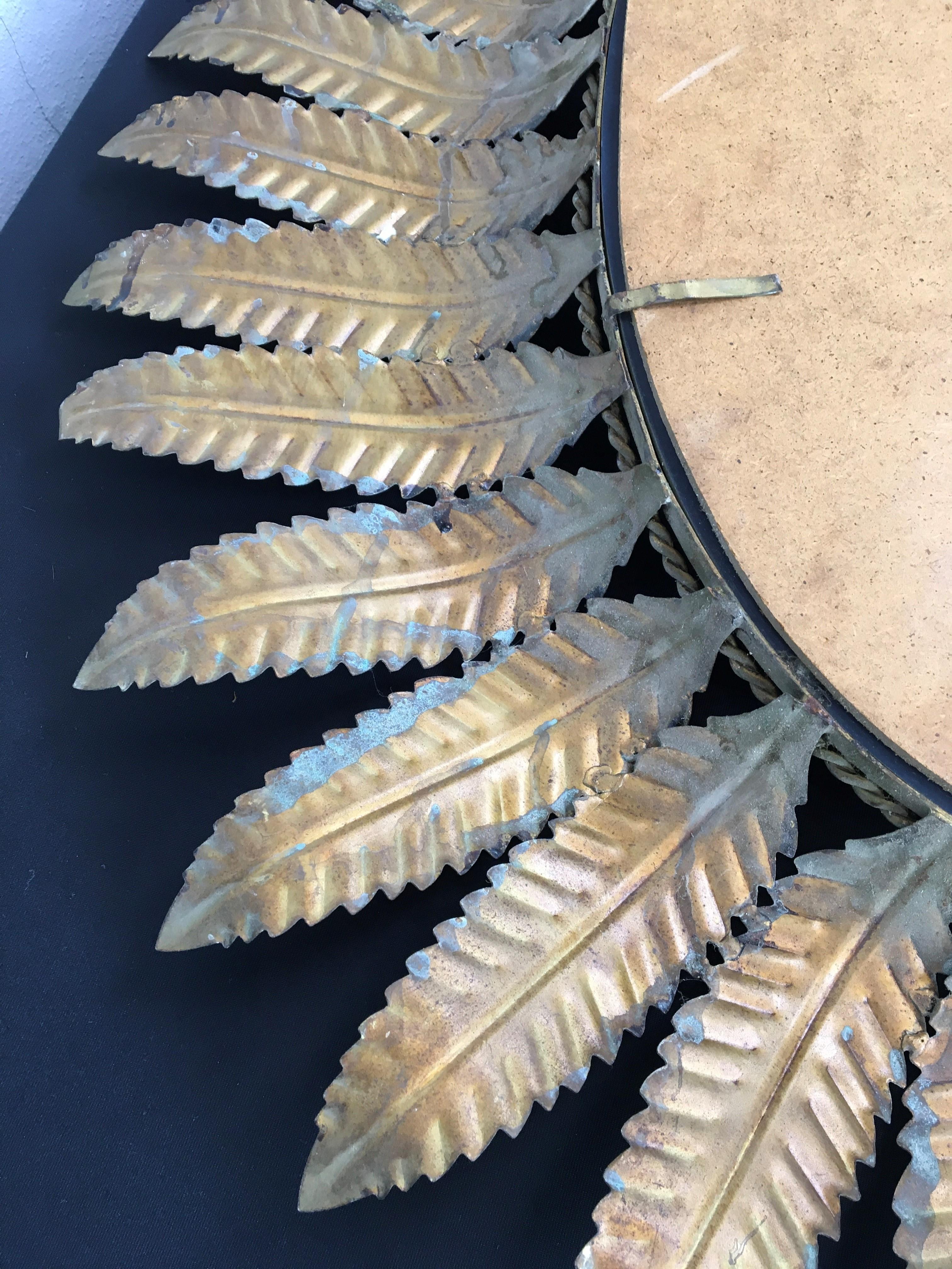 Gilded Metal Oval Mirror with Leaves, Spain 11