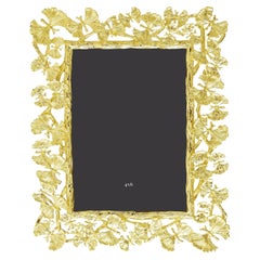 Gilded Metal Photo Frame with Ginkgo Leaf Motif.