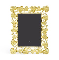 Gilded Metal Photo Frame with Orchid Motif.