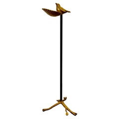 Vide-Poche de pie de metal dorado con pájaro circa 1940s