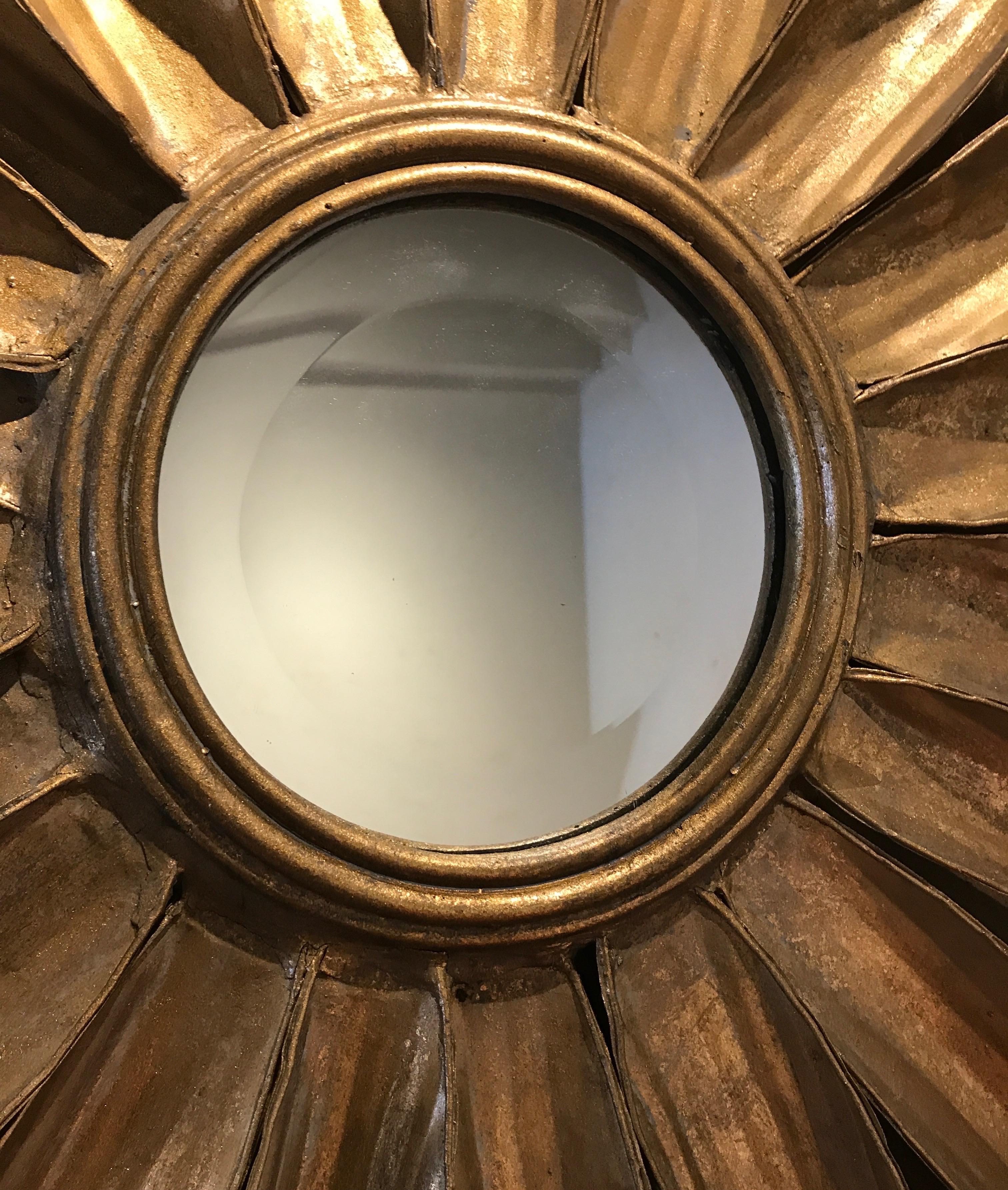 20th Century Gilded Metal Starburst Mirror