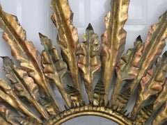 Gilded Metal Sunburst Mirror, 20th Century