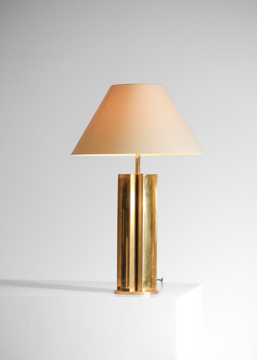 Metal Gilded metal table lamp from the 50's For Sale