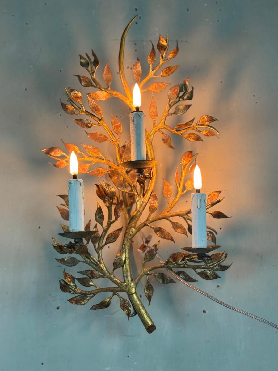 Applique in metallo dorato, fogliame, Francia, circa 1950 in vendita 6