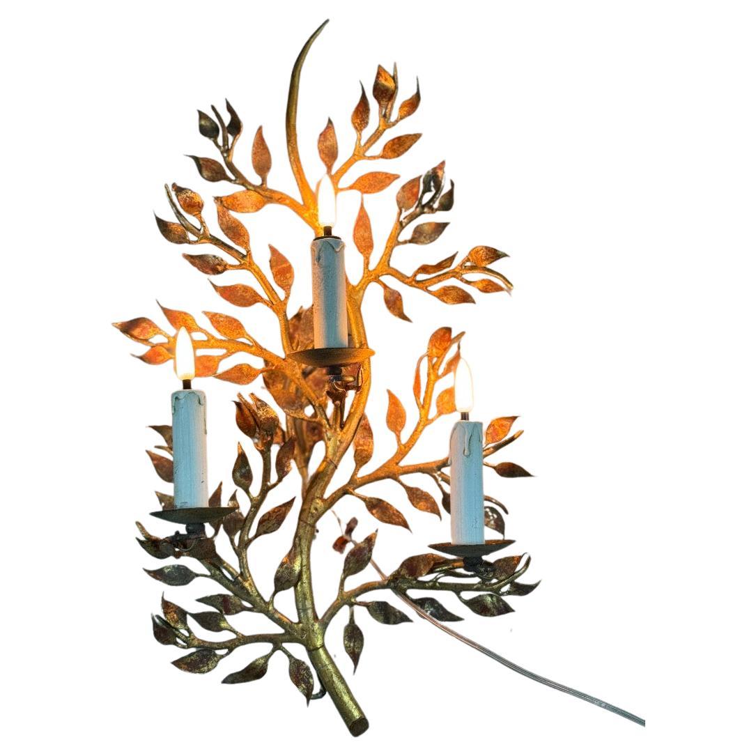 Applique in metallo dorato, fogliame, Francia, circa 1950