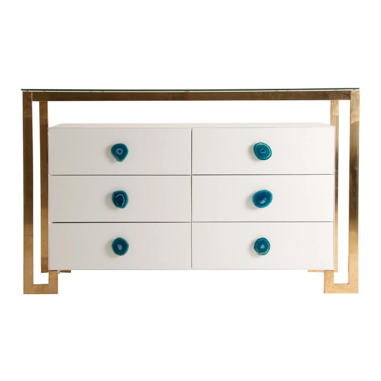 Gilded Metal With White Lacquer Wooden, Large Wooden Chest Of Drawers White