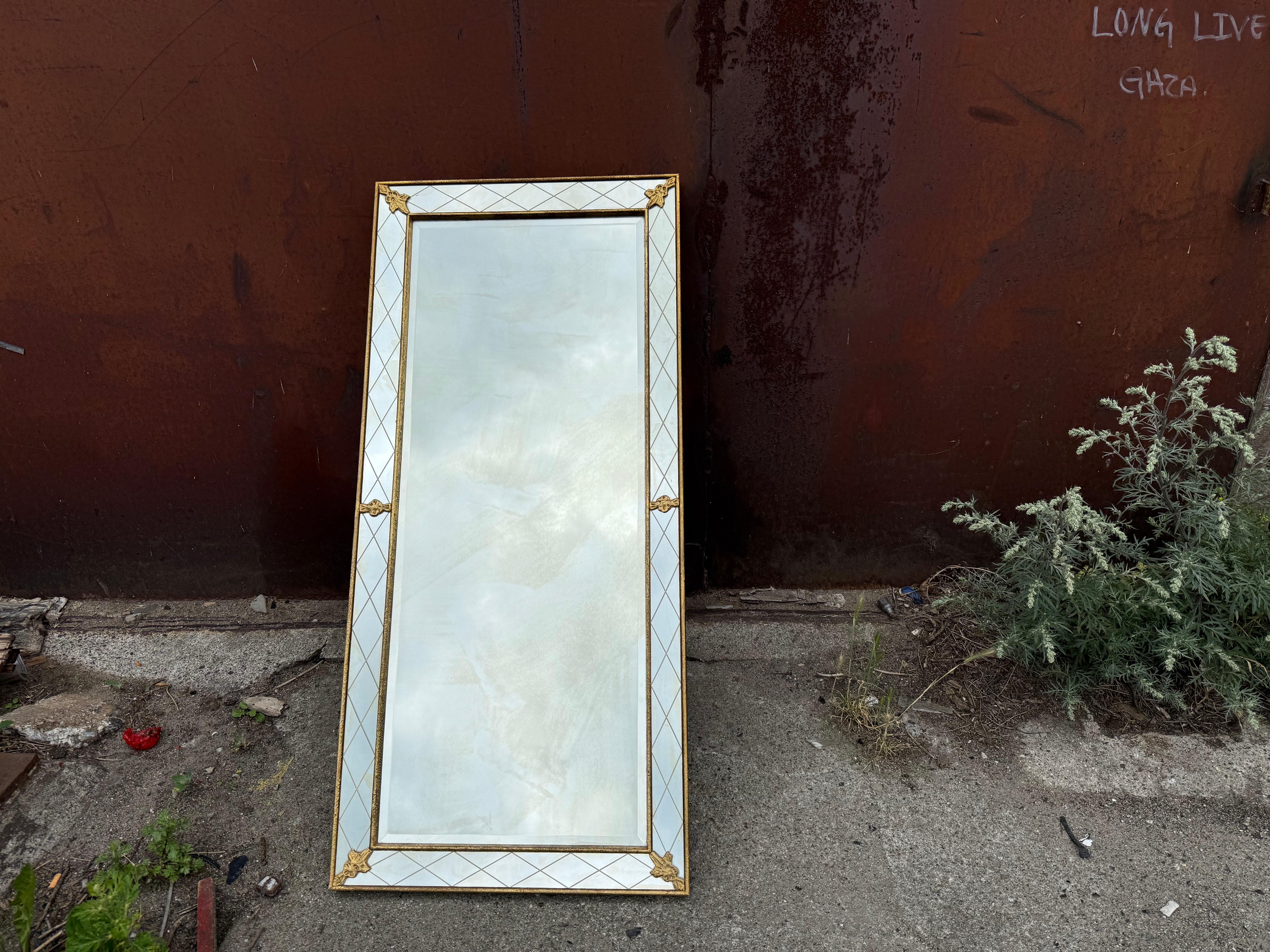 Gilded Mid-Century Modern Scandinavian Harlequin Mirror, 1950s For Sale 5
