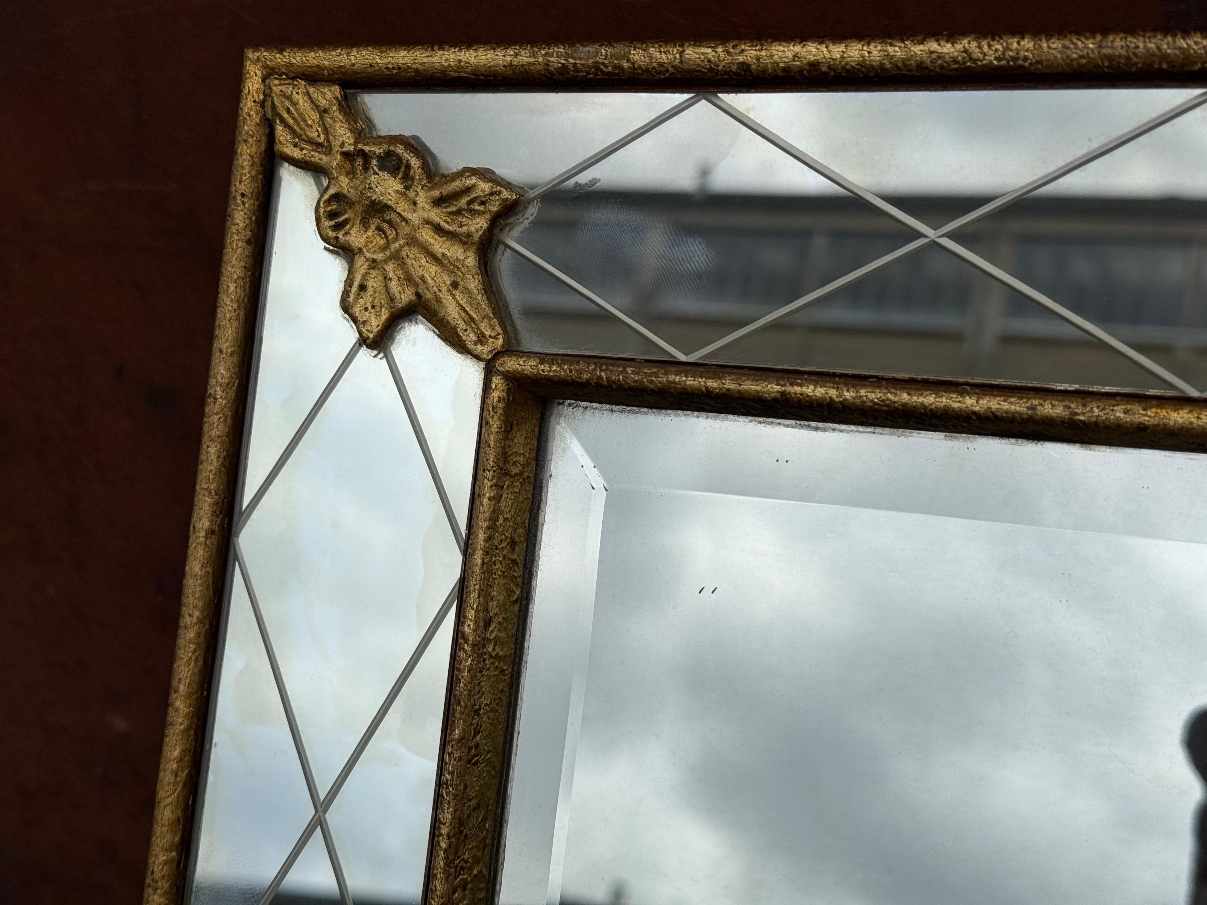 Swedish Gilded Mid-Century Modern Scandinavian Harlequin Mirror, 1950s For Sale