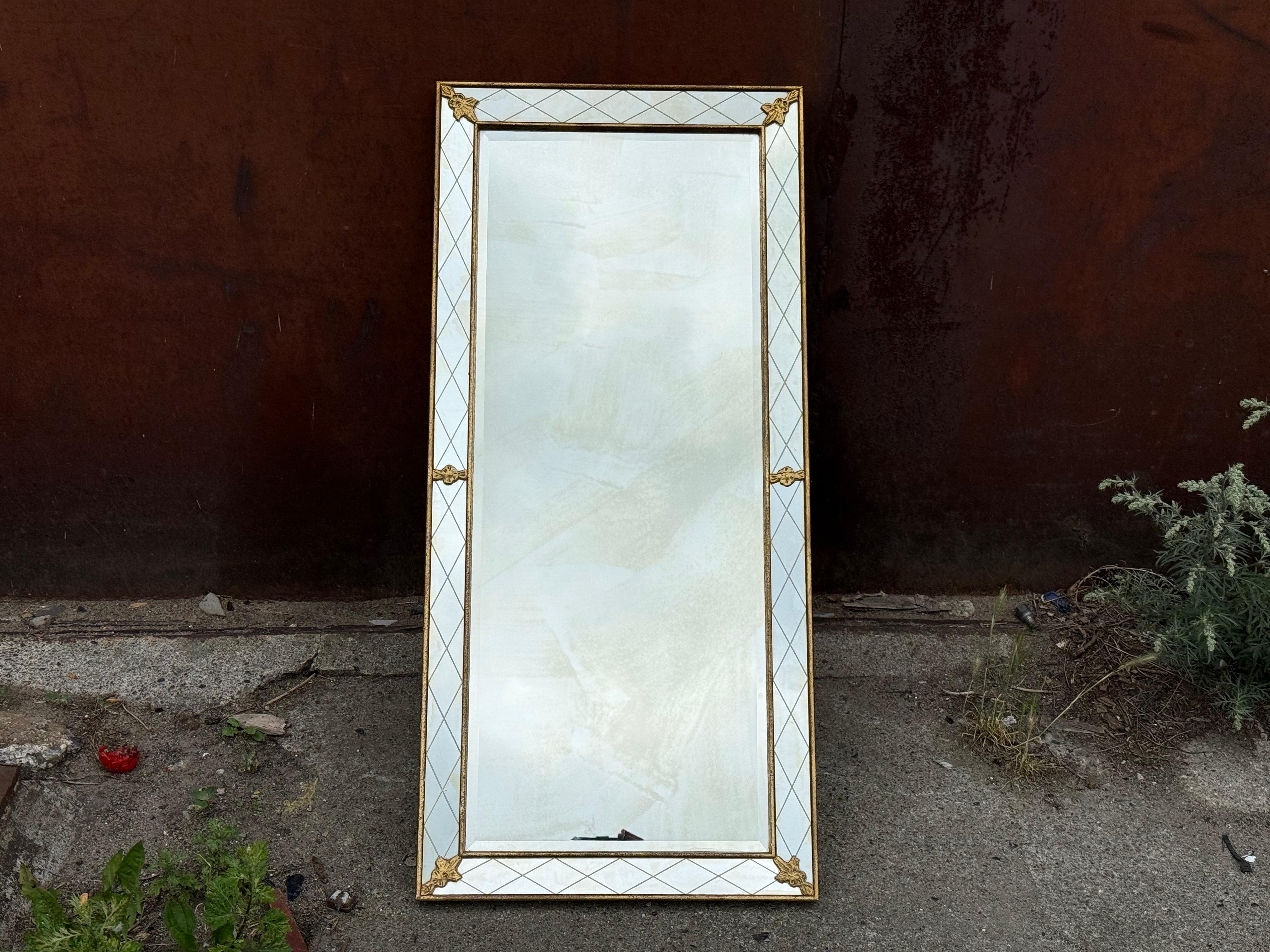 Gilded Mid-Century Modern Scandinavian Harlequin Mirror, 1950s In Good Condition For Sale In Copenhagen, DK