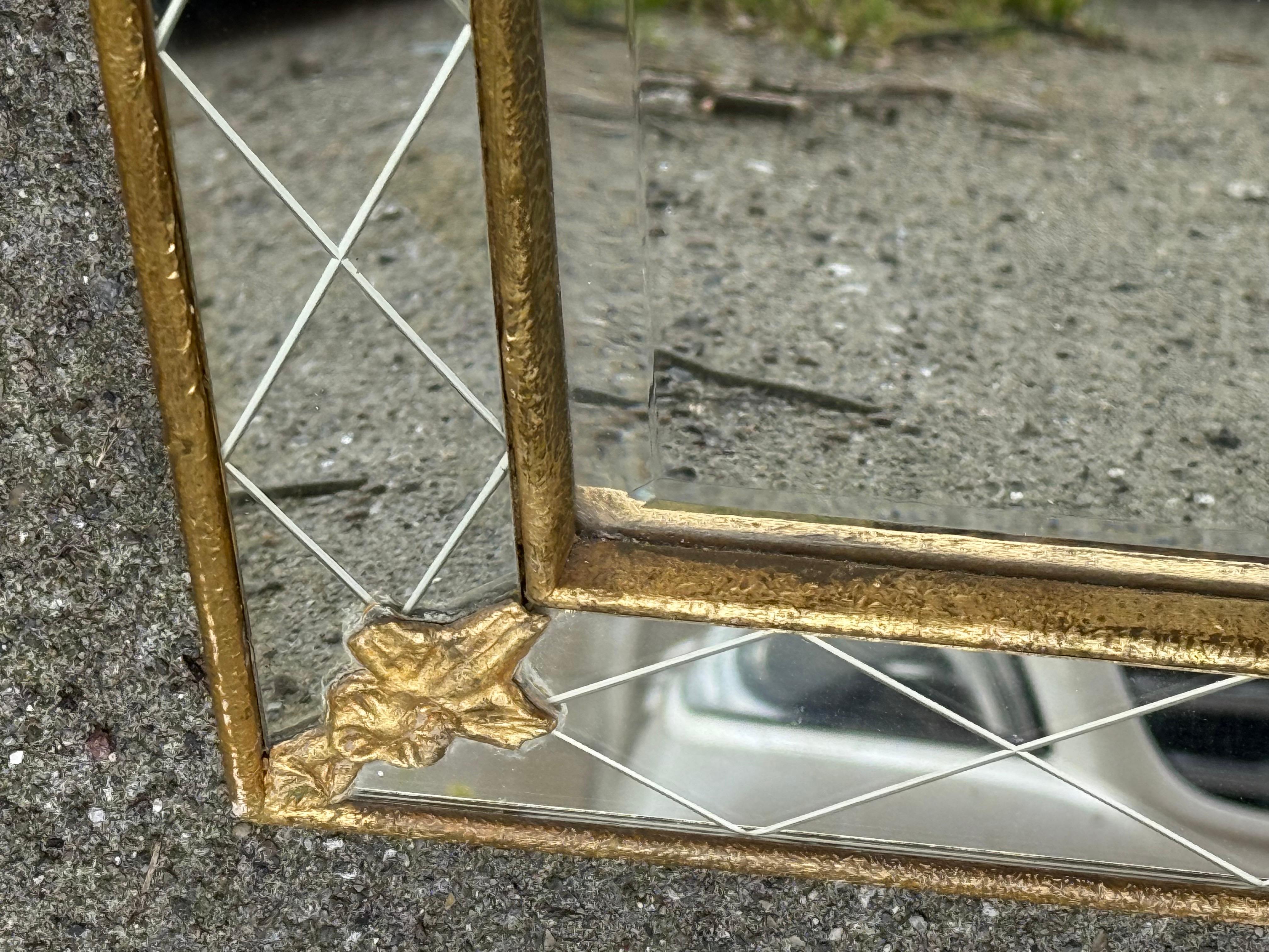 Mid-20th Century Gilded Mid-Century Modern Scandinavian Harlequin Mirror, 1950s For Sale