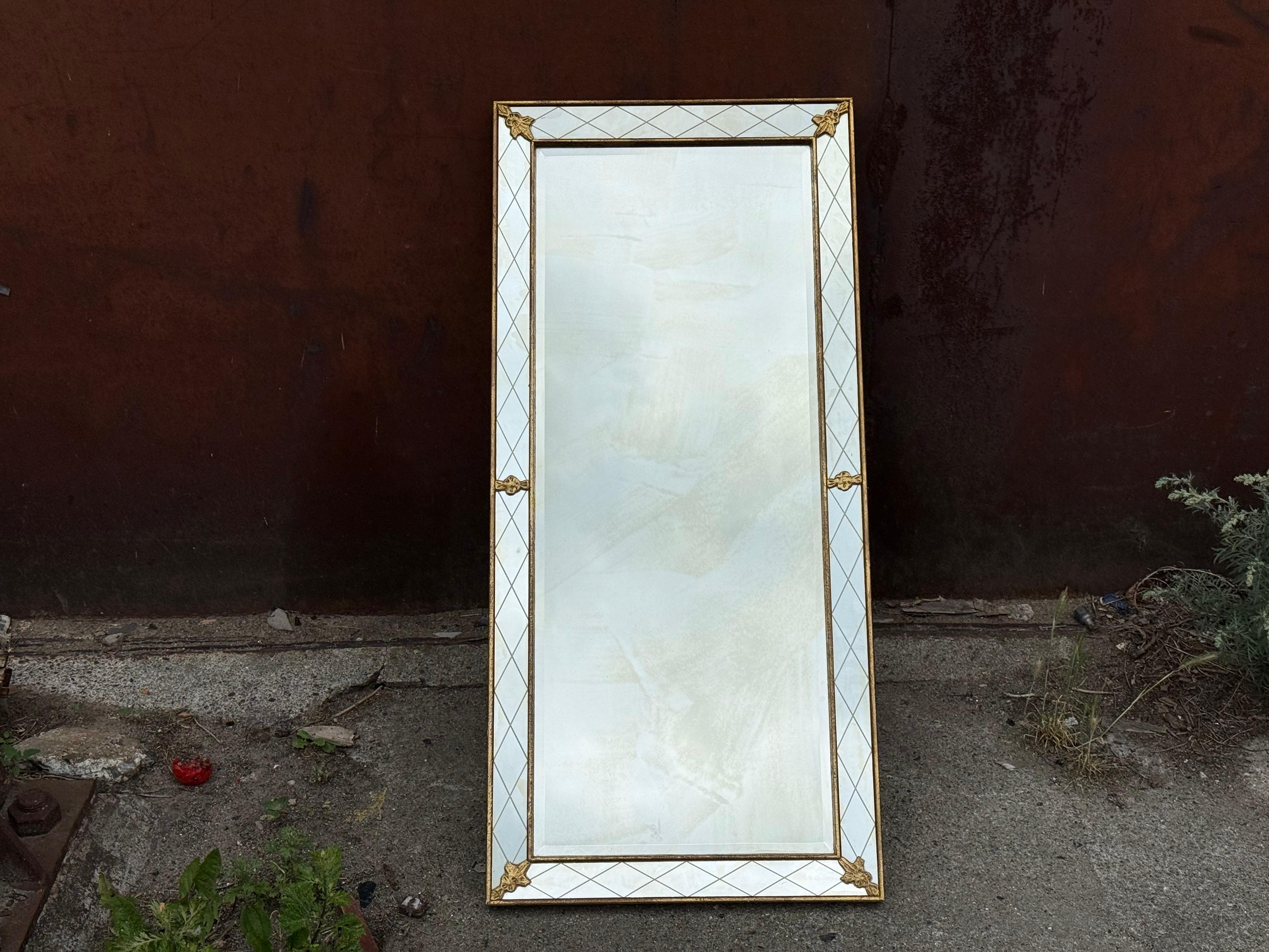 Gilded Mid-Century Modern Scandinavian Harlequin Mirror, 1950s For Sale 1