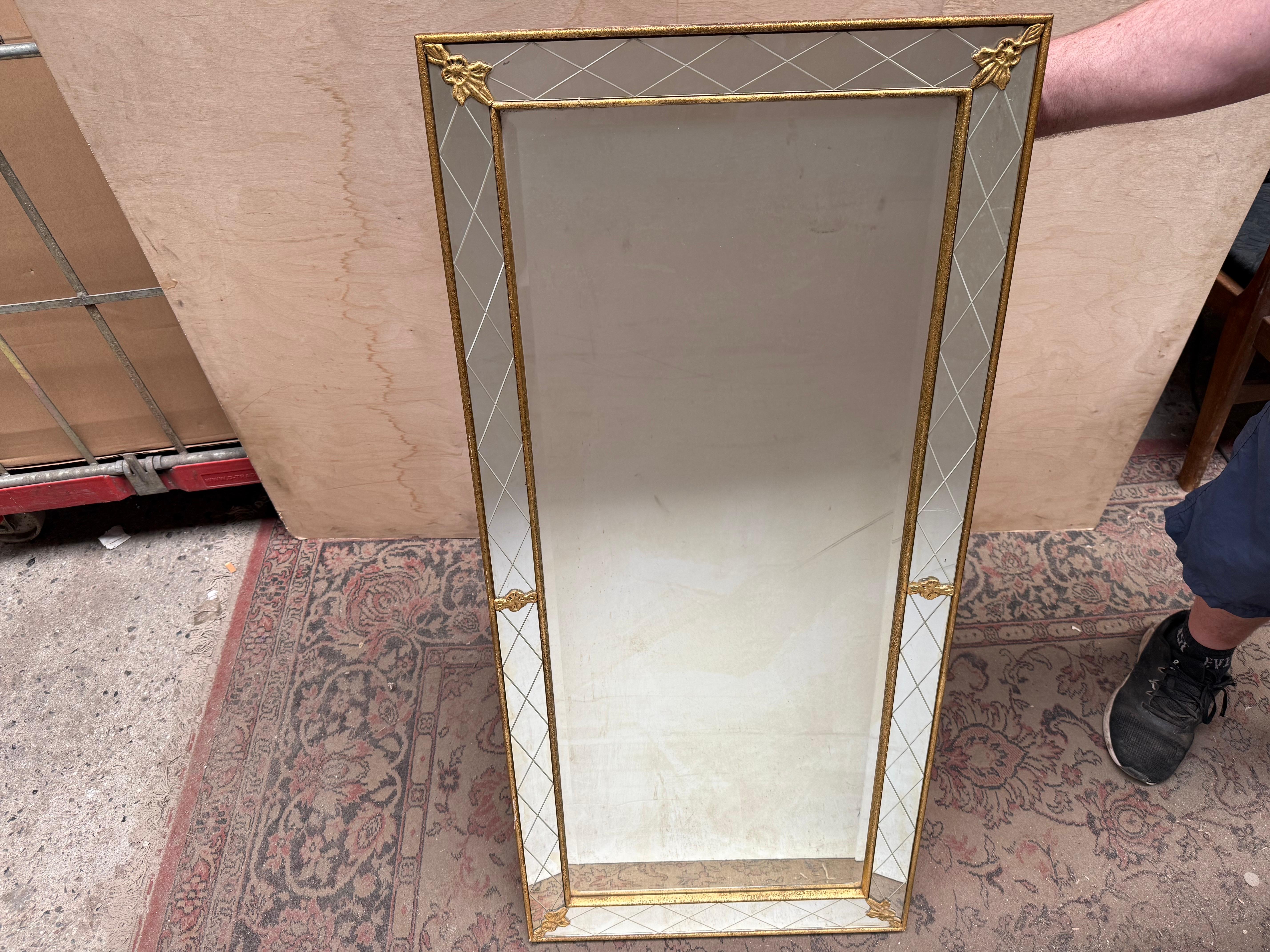 Gilded Mid-Century Modern Scandinavian Harlequin Mirror, 1950s For Sale 2