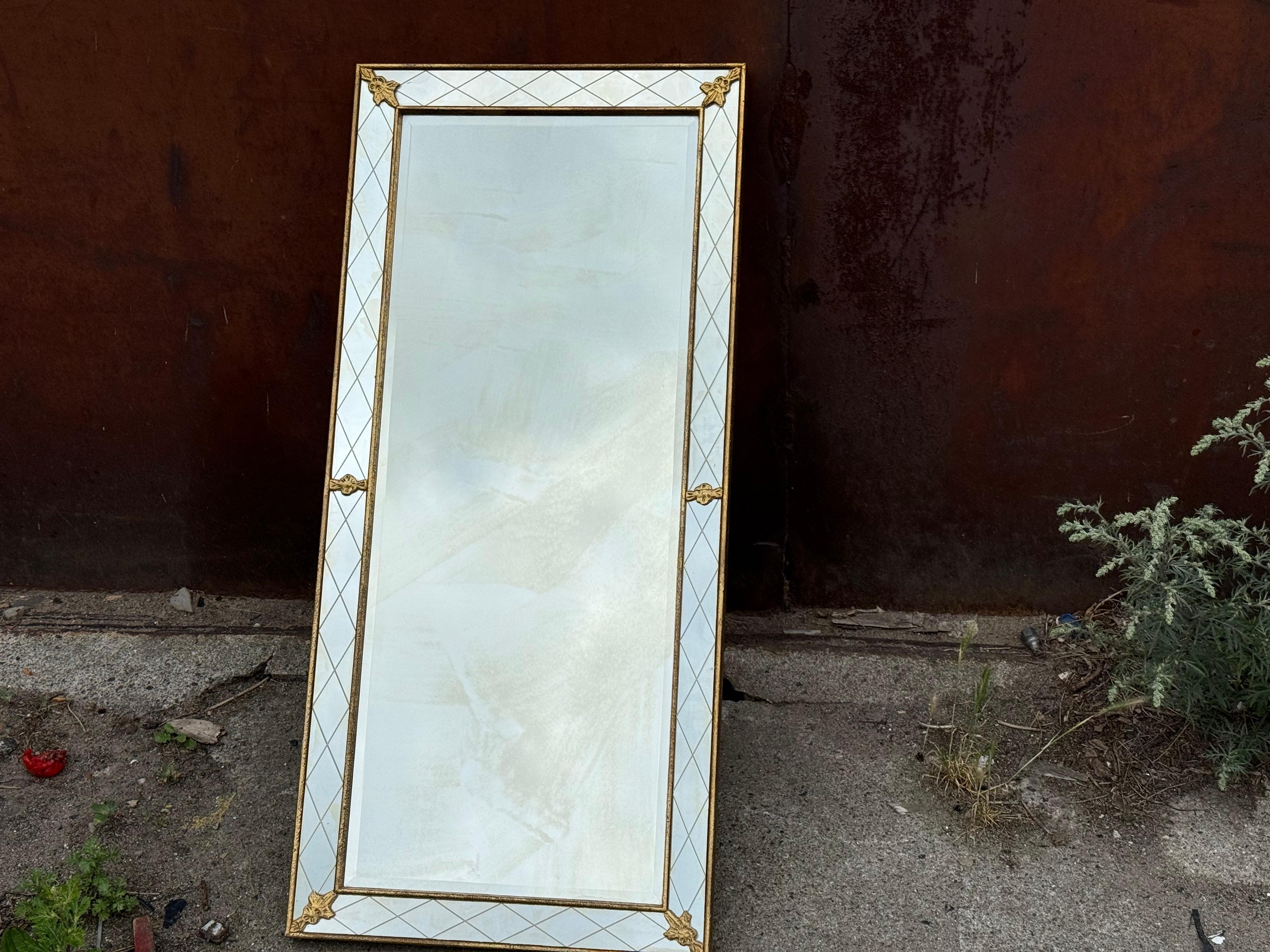 Gilded Mid-Century Modern Scandinavian Harlequin Mirror, 1950s For Sale 3