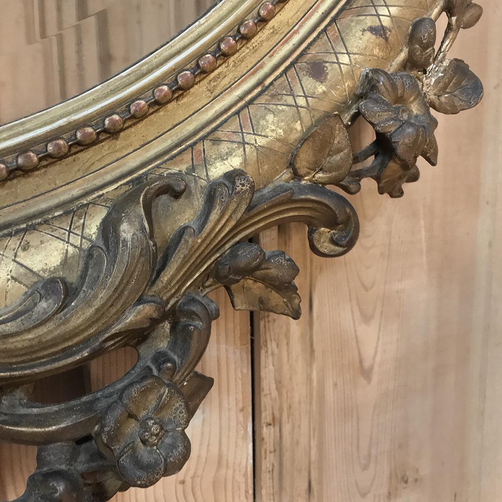 Miroir ovale Louis XVI français du 19ème siècle doré en vente 3