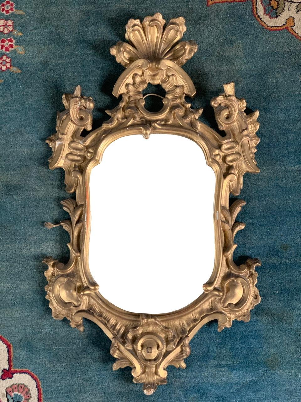 Gilded Mirror Regency Style 19th Century In Good Condition For Sale In Beuzevillette, FR