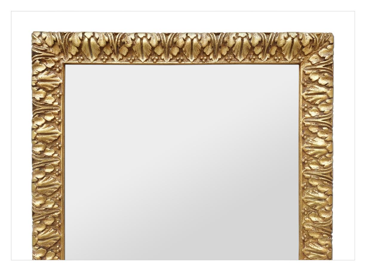 Renaissance Gilded Mirror With Acanthus Leaf Decoration, 17th-century Italian Inspiration For Sale