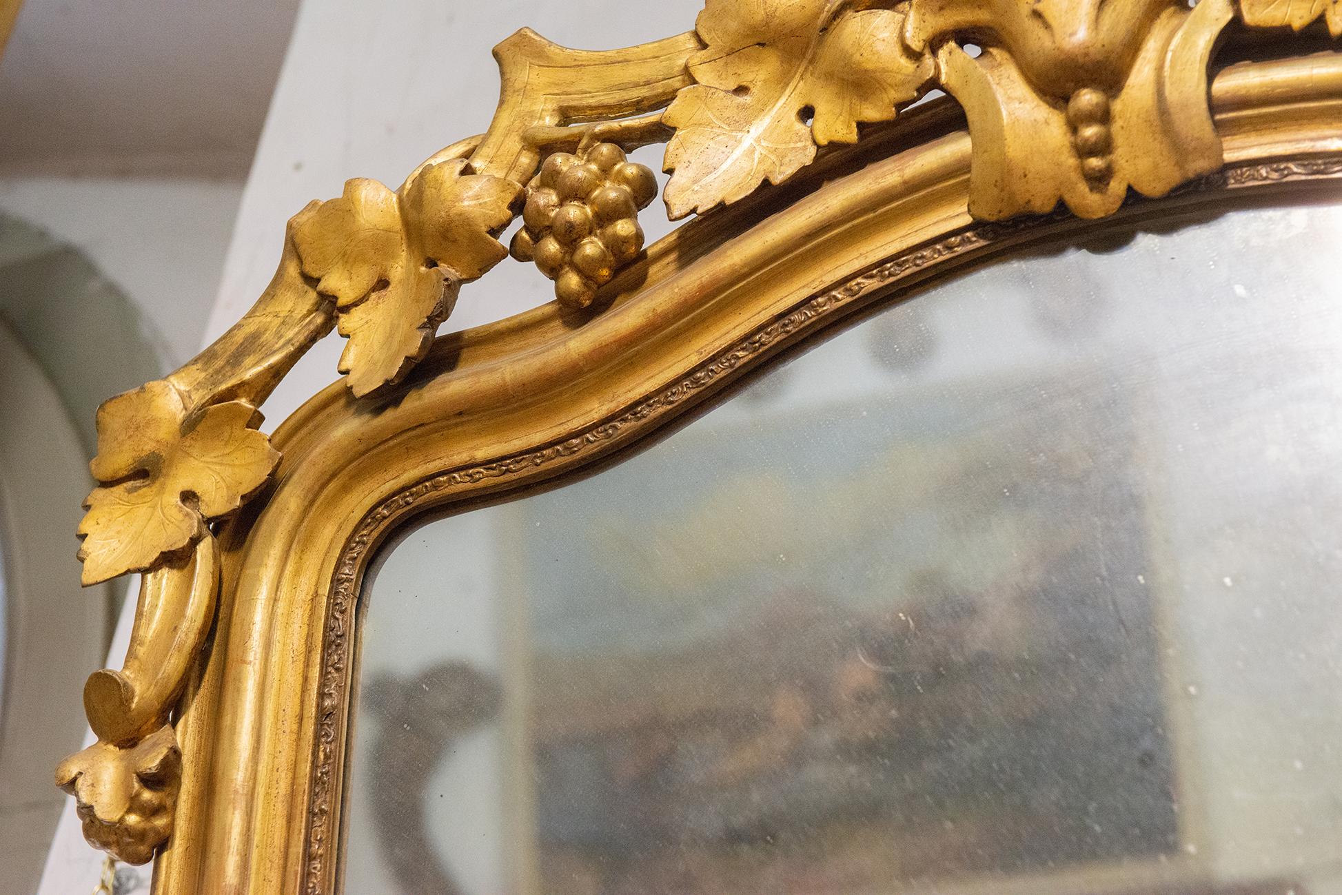 Louis XV Gilded Mirror with Grapes For Sale