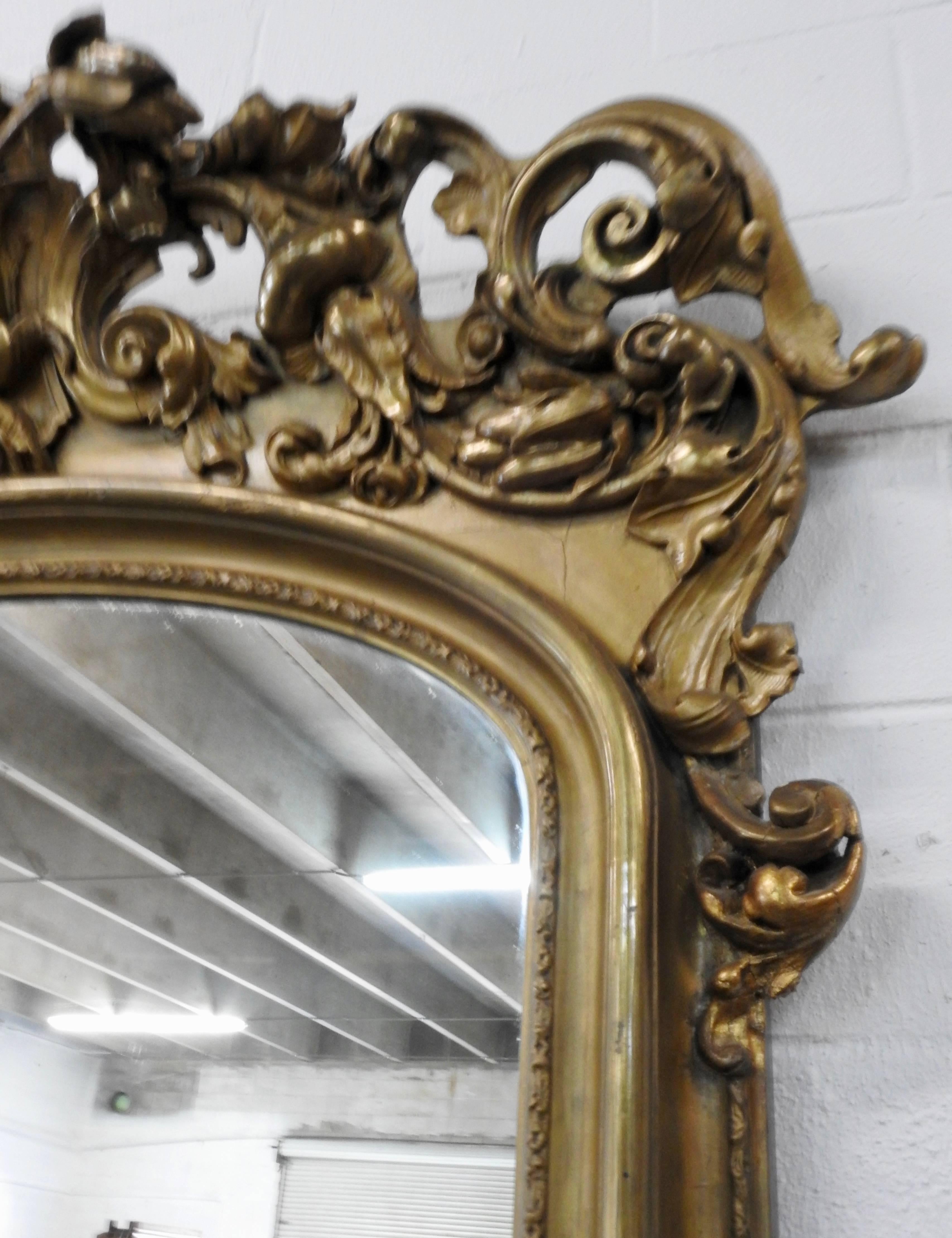 French Gilded Mirror with Marble Top Pedestal For Sale