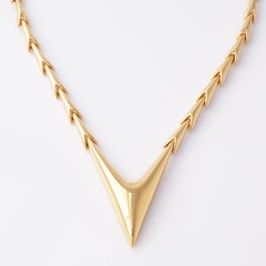 Gilded Modernist Chevron Link Chain Necklace By Monet, 1980s