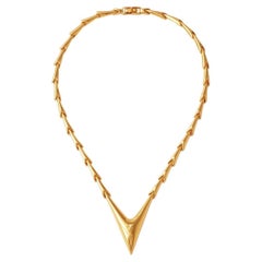 Gilded Modernist Chevron Link Chain Necklace By Monet, 1980s