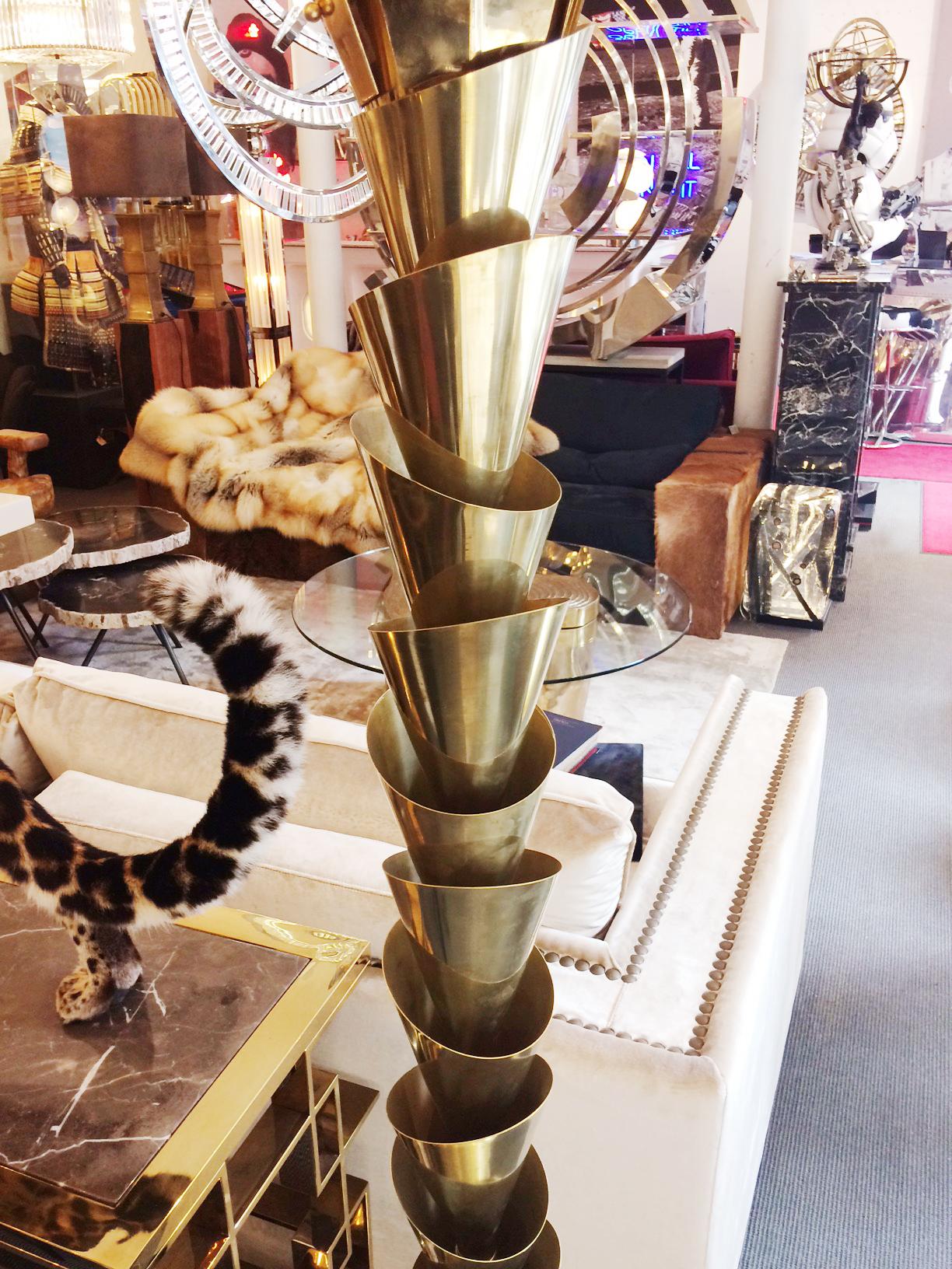 Gilded Murano Glass Floor Lamp Set of Two In Excellent Condition For Sale In Paris, FR