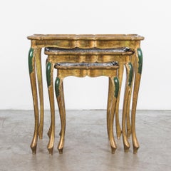 Gilded Nesting Wooden Tables, Set of Three