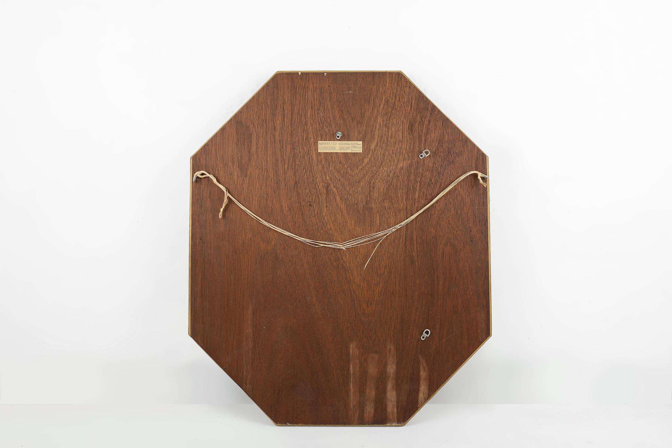 Miroir octogonal doré Deknudt Belgique décoré de verre miroir fumé en vente 4