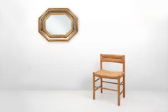 Gilded octagonal mirror by Deknudt Belgium decorated with smoked mirror glass