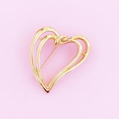 Gilded Open Heart Brooch By Trifari, 1980s