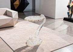 Gilded Ophidian Side Table – Luxury Crystal Snake Sculptural Accent Table