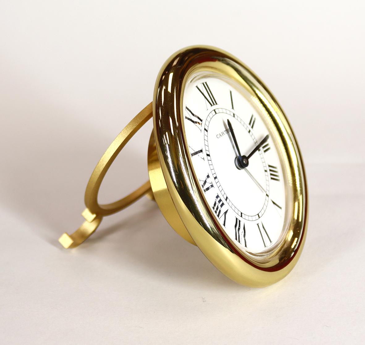 Gilt Gilded Oval Cartier Alarm Clock