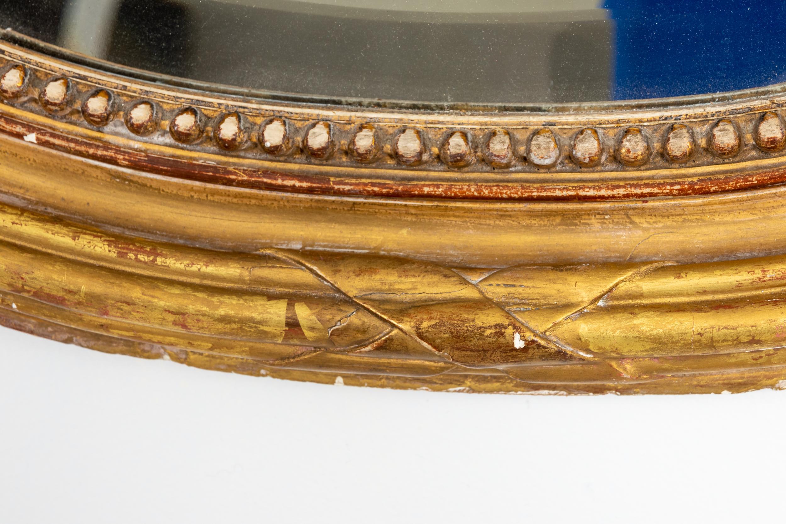 19th Century Gilded Oval Mirror with Bow Detail