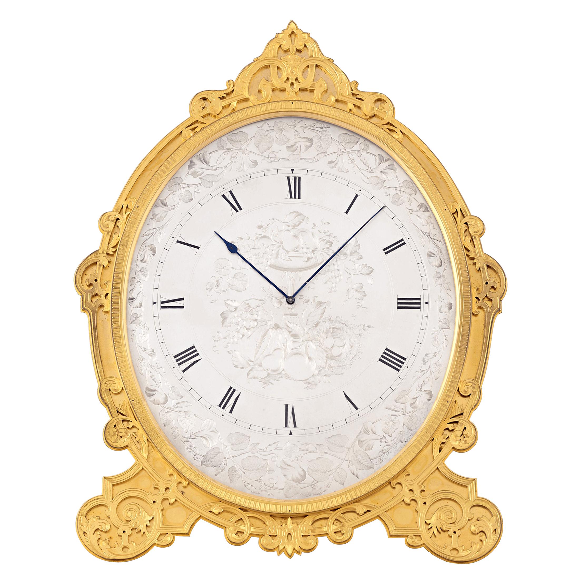 Gilded Oval Strut Clock by Thomas Cole of London