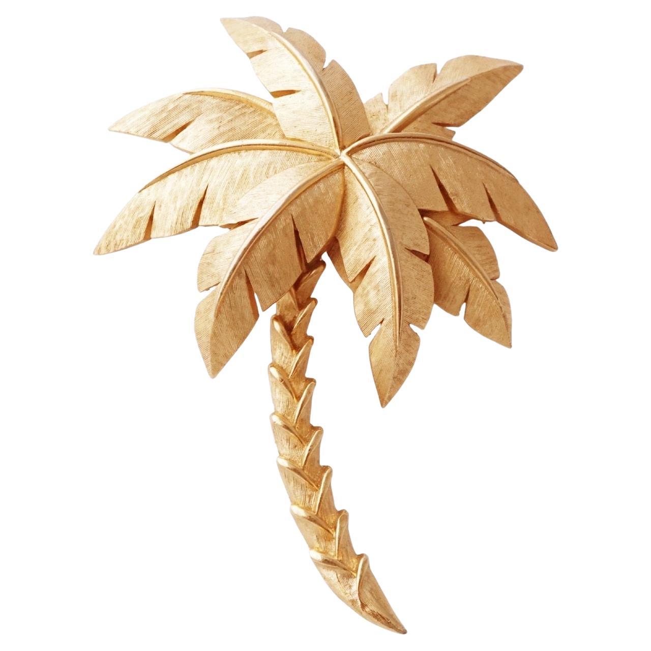 Gilded Oversized Palm Tree Brooch By Crown Trifari, 1950s For Sale