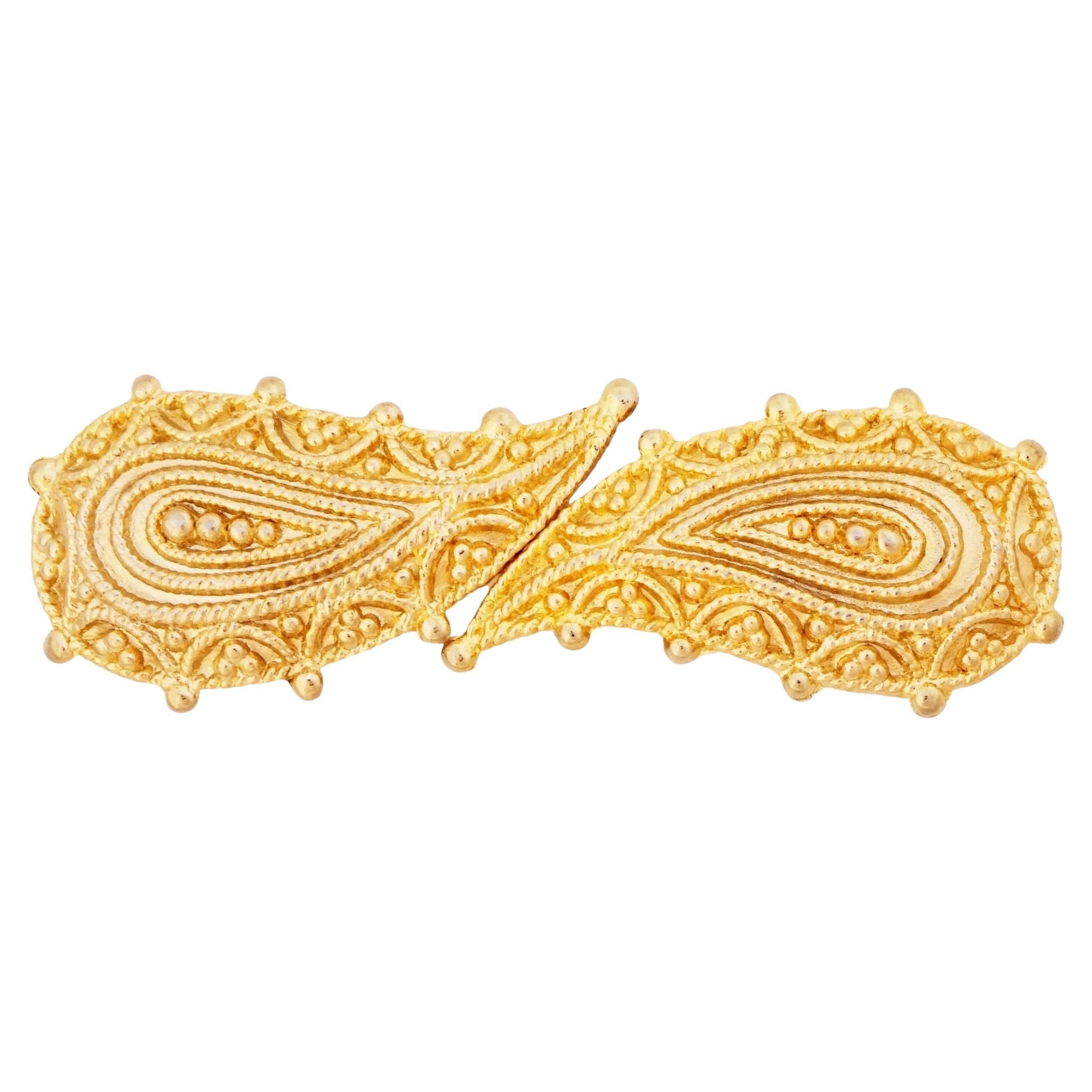 Gilded Paisley Belt Buckle By Mimi di Niscemi, 1980s For Sale at 1stDibs