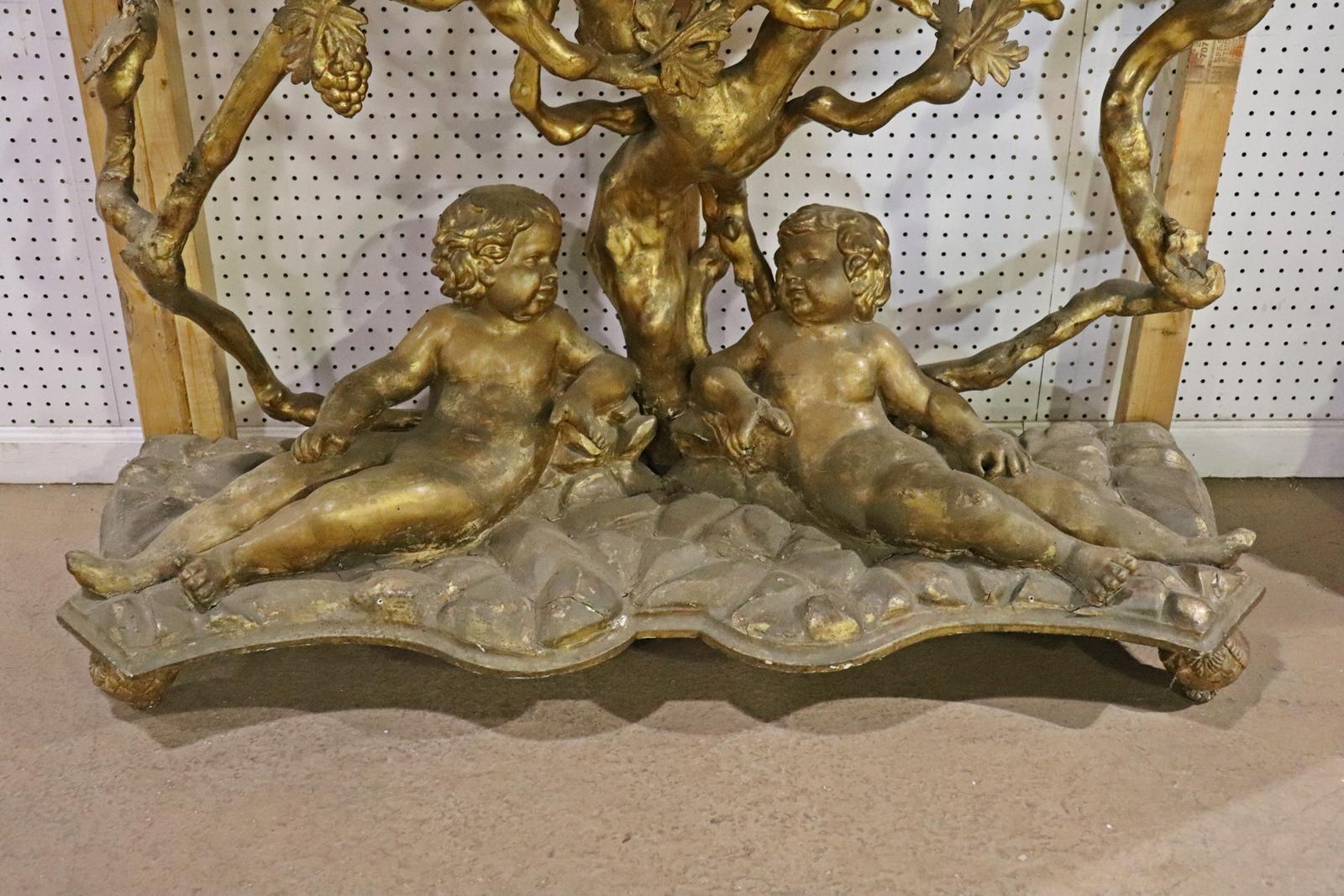 Italian Gilded Palatial Mirrored Console Cabinet Vitrine with Putti