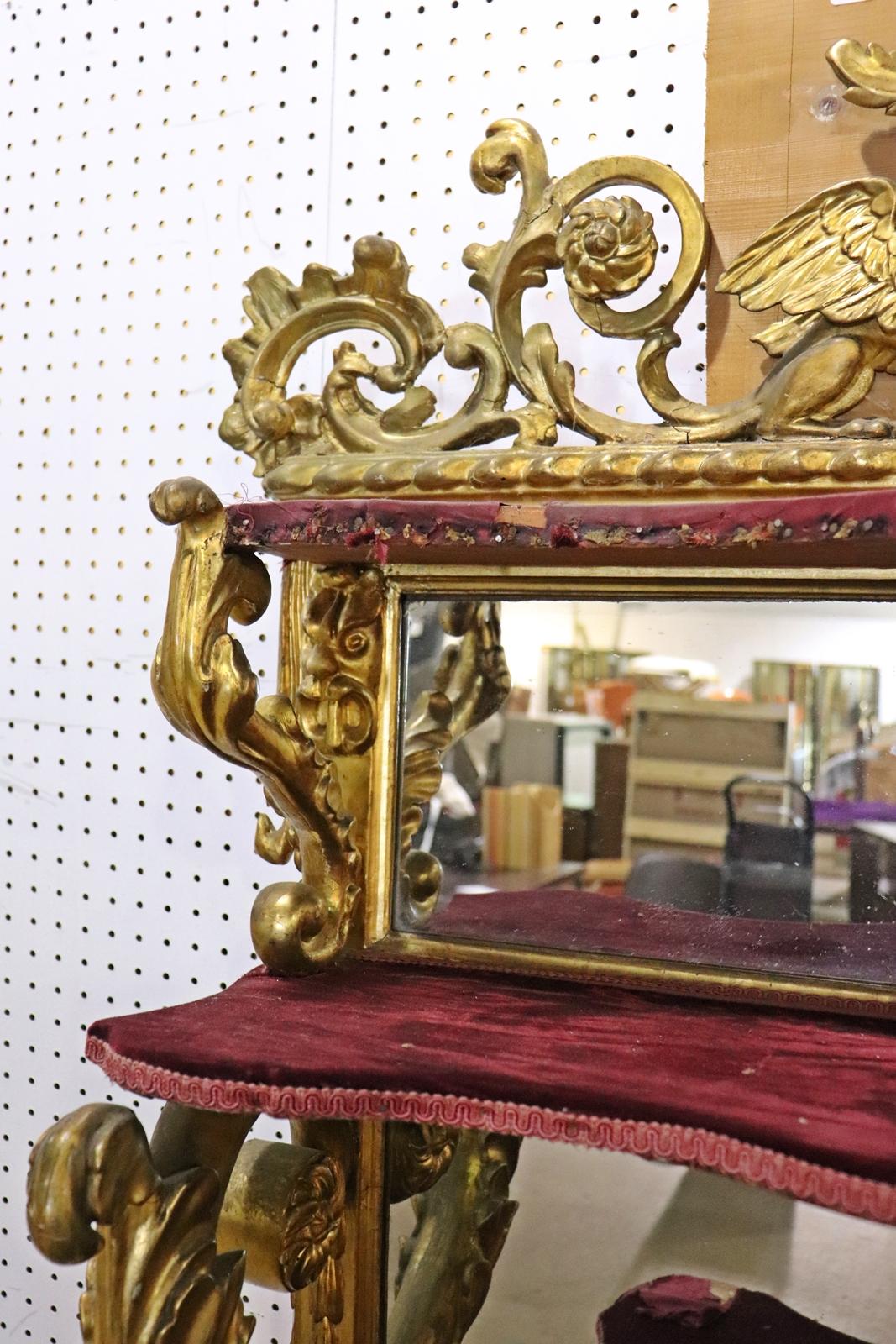 Gilded Palatial Mirrored Console Cabinet Vitrine with Putti 1
