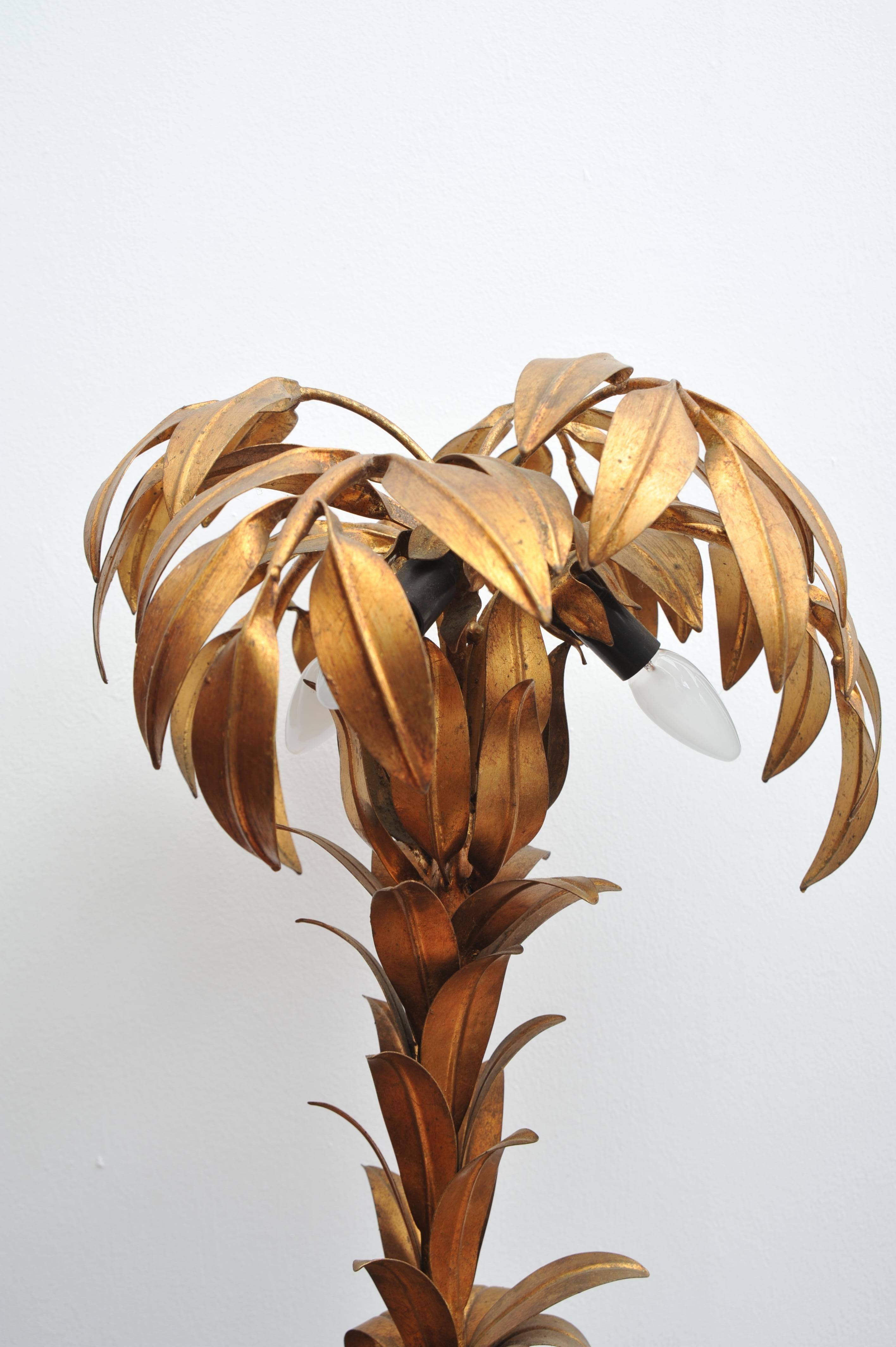 Mid-Century Modern Lampe de table en forme de palmier doré par Hans Kögl (1970) en vente