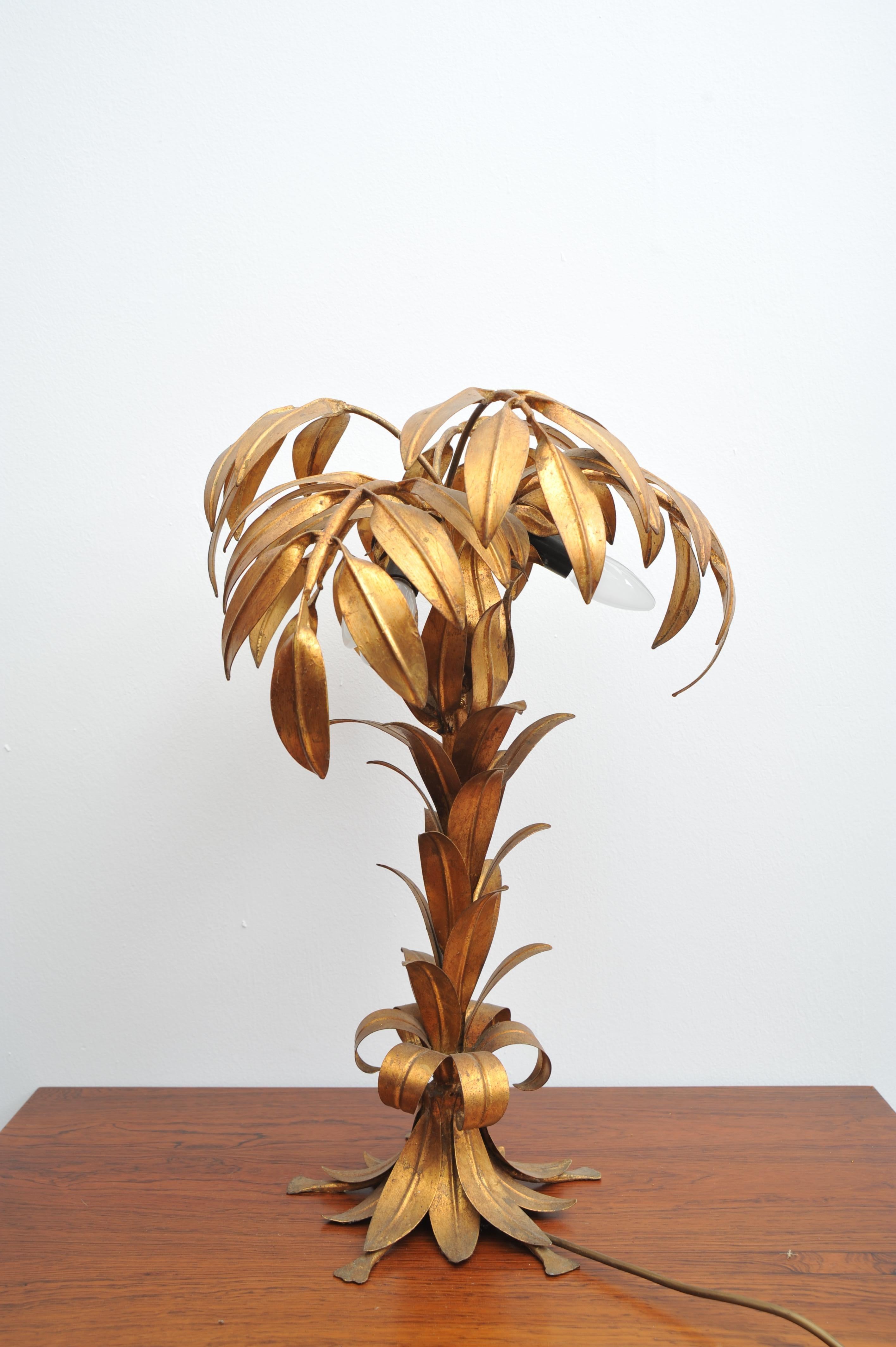 Fin du 20e siècle Lampe de table en forme de palmier doré par Hans Kögl (1970) en vente