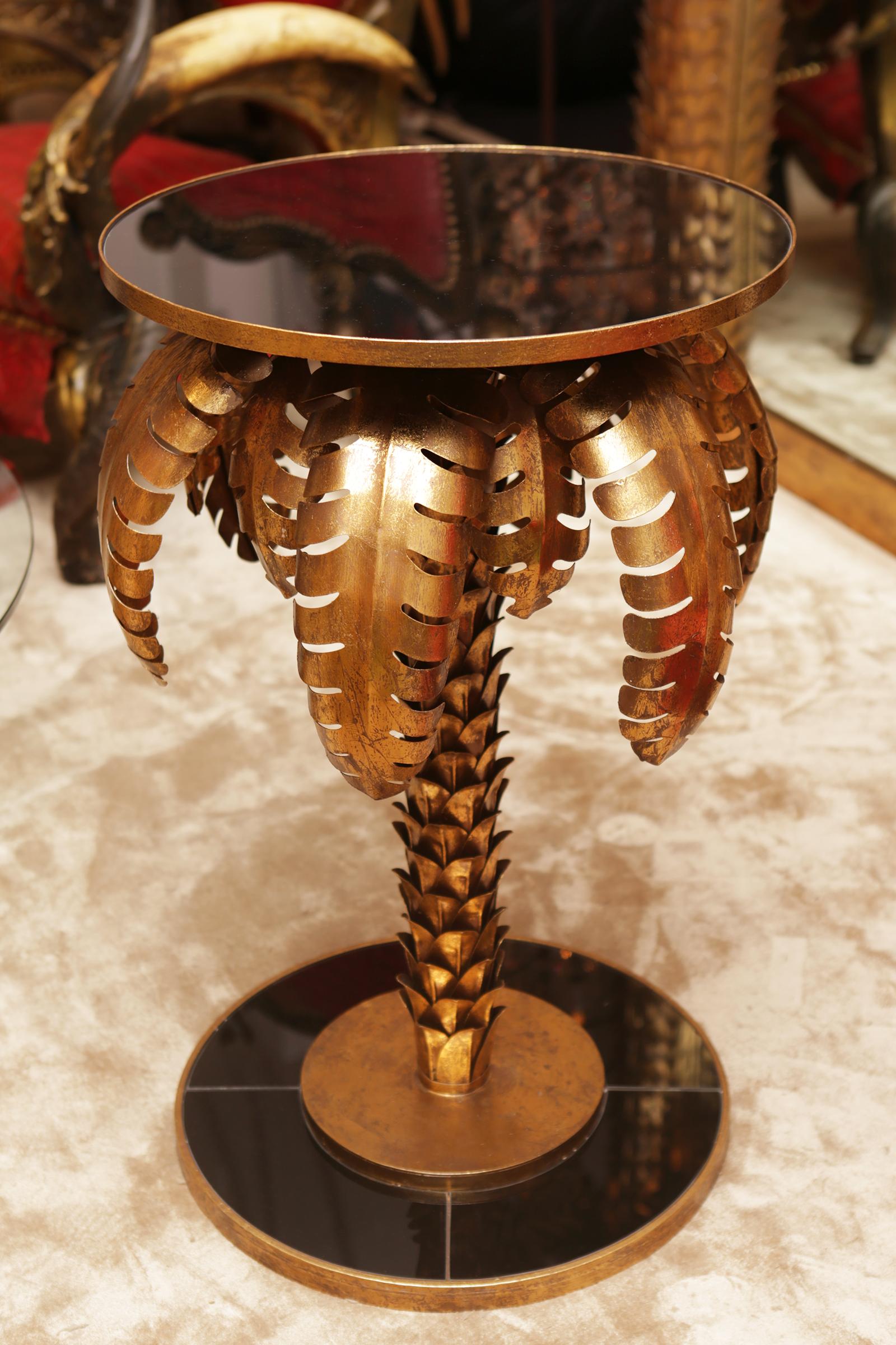French Gilded Palmer Side Table For Sale