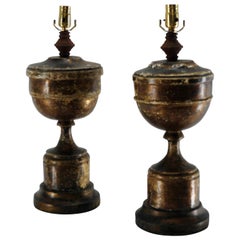 Gilded Pedestal Lamps, Pair