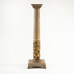 Gilded Pedestal with Carved Grapevines and Rustic Elegance