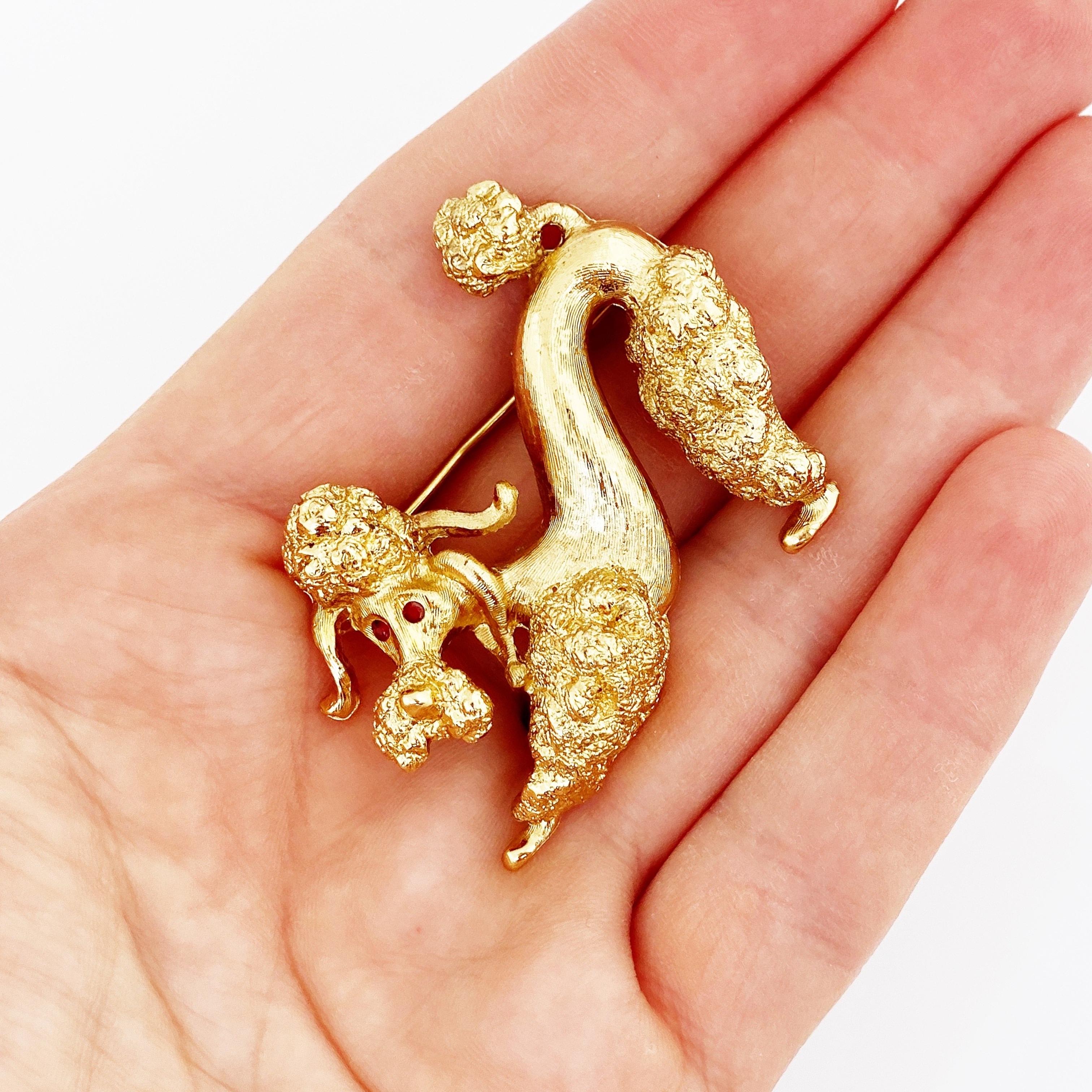 Women's Gilded Poodle Dog Figural Brooch by Monet, 1960s