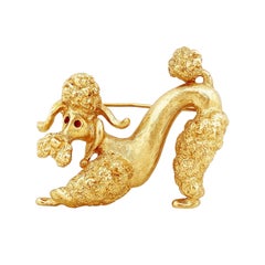 Retro Gilded Poodle Dog Figural Brooch by Monet, 1960s