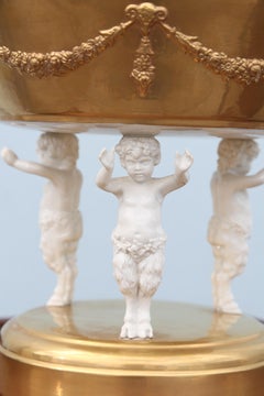 Gilded Porcelain Centerpiece with Mythological Putti, Italian, 1960s