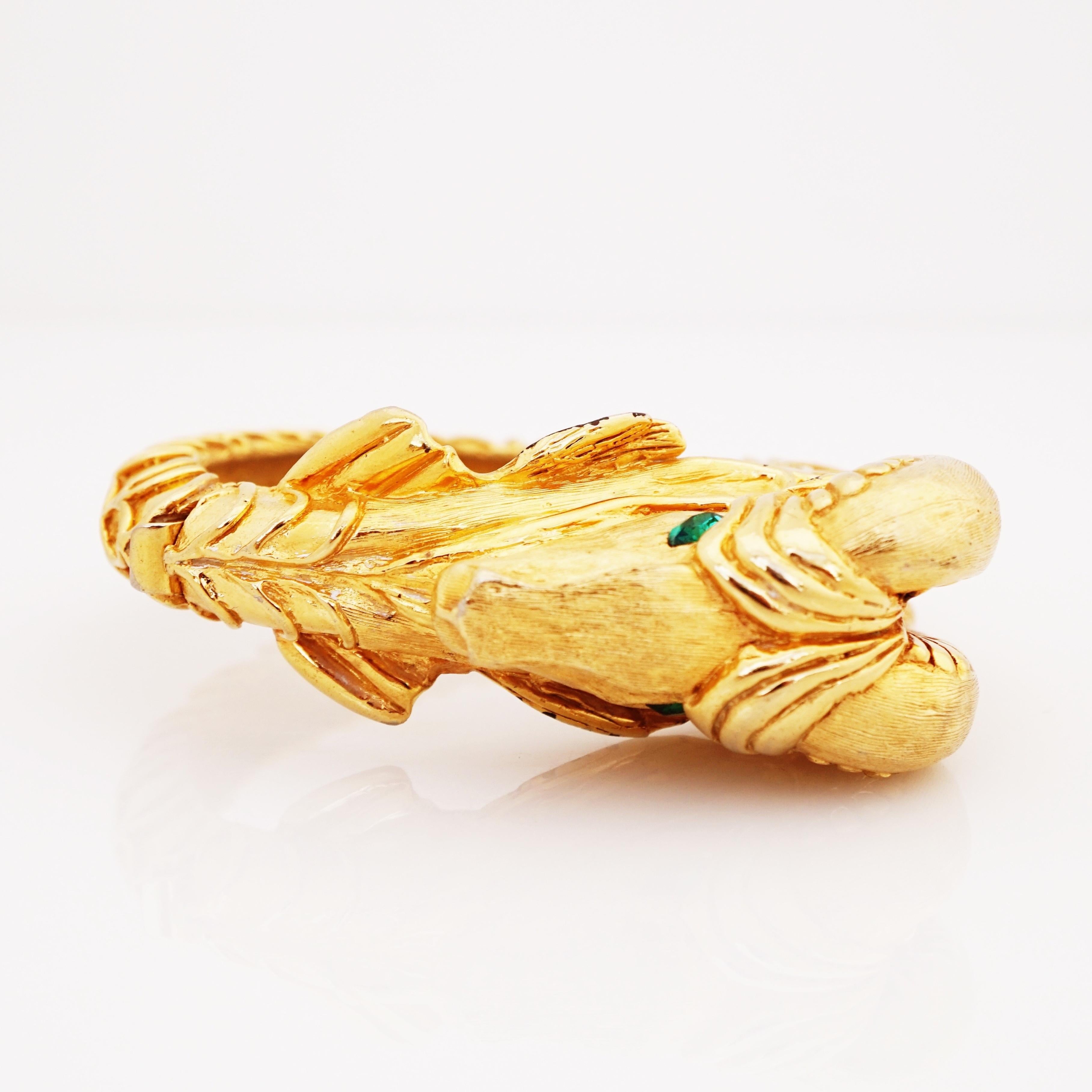 Women's Gilded Rams Head Figural Hinged Bracelet By Kenneth Jay Lane, 1970s For Sale