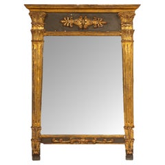 Gilded Reflections: French Empire Giltwood Mirror with Classical Relief